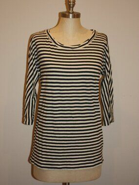J.CREW STRIPED BLACK OR BLUE & WHITE LOOSE SHIRT TOP - MEDIUM 4 6